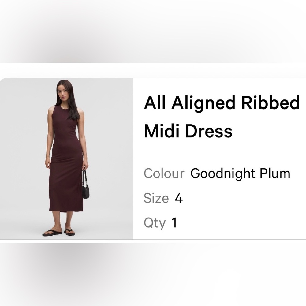 Lululemon Athletica All Aligned Ribbed Midi Dress - Plum